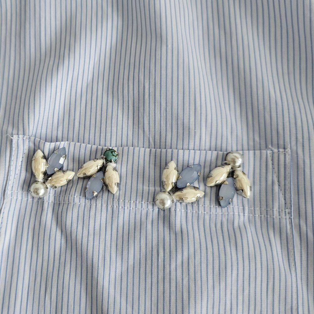 ZARA JEWEL TRIM STRIPED SHIRT-NWT!! 🆕🆕🆕 - Picture 7 of 7